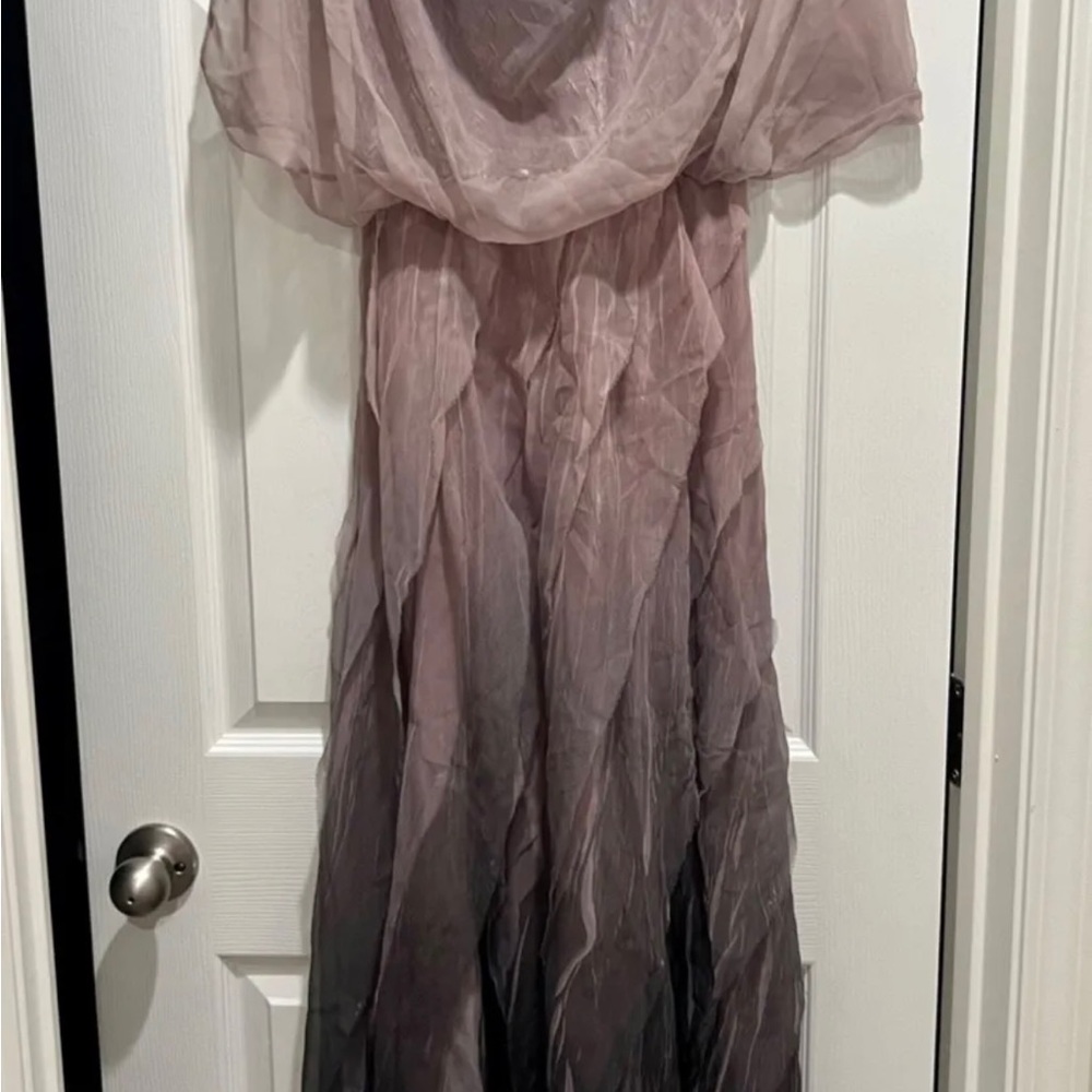HOT Black by Komarov Sheer Chiffon Blouson Charmeuse Ombre Dress Gown $598+tax! - Picture 2 of 12